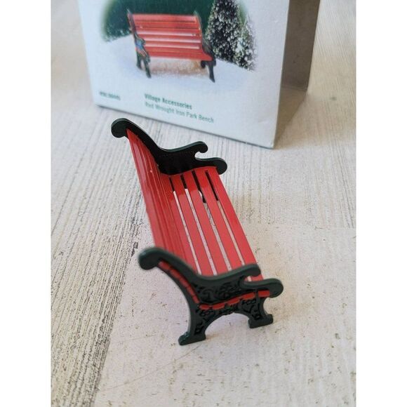 Dept 56 56445 Red Wrought Iron Park Bench village accessory xmas - Picture 5 of 5